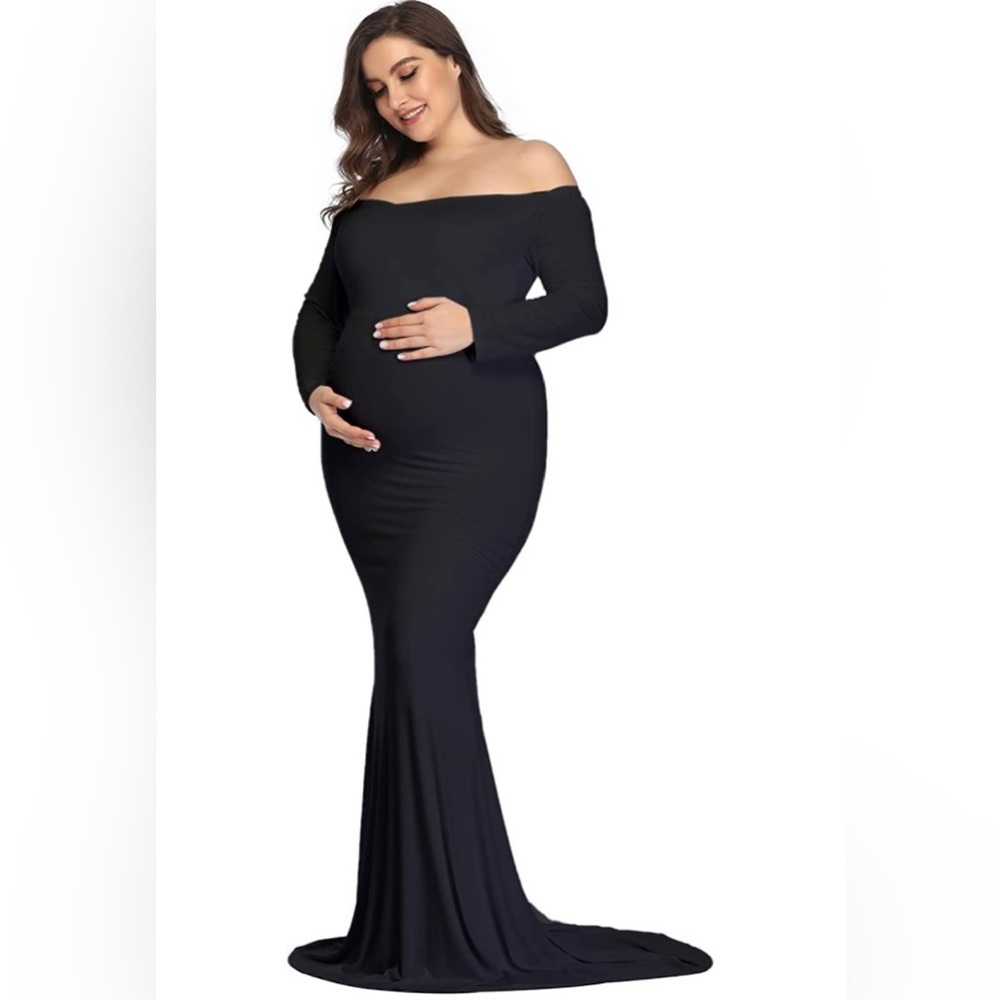 Black maternity maxi dress